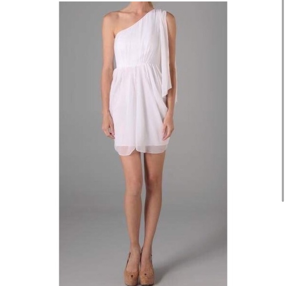 Alice and Olivia White One Shoulder Dress